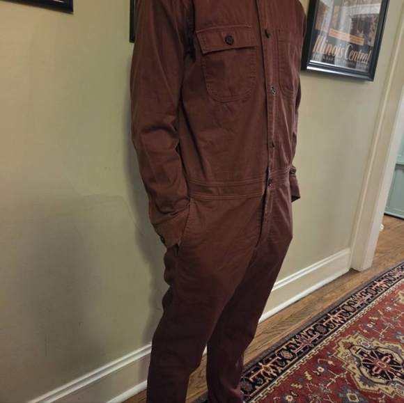 BR/HTG-SF-78 Banana Republic Reissue M Chocolate Rust Utility Jumpsuit Gorpcore - Picture 8 of 16
